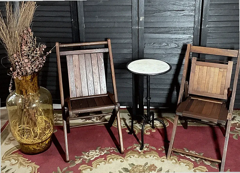 Antique Mission Oak Childrens Chairs Arts Crafts 24" Tall Pair Slatted Wood