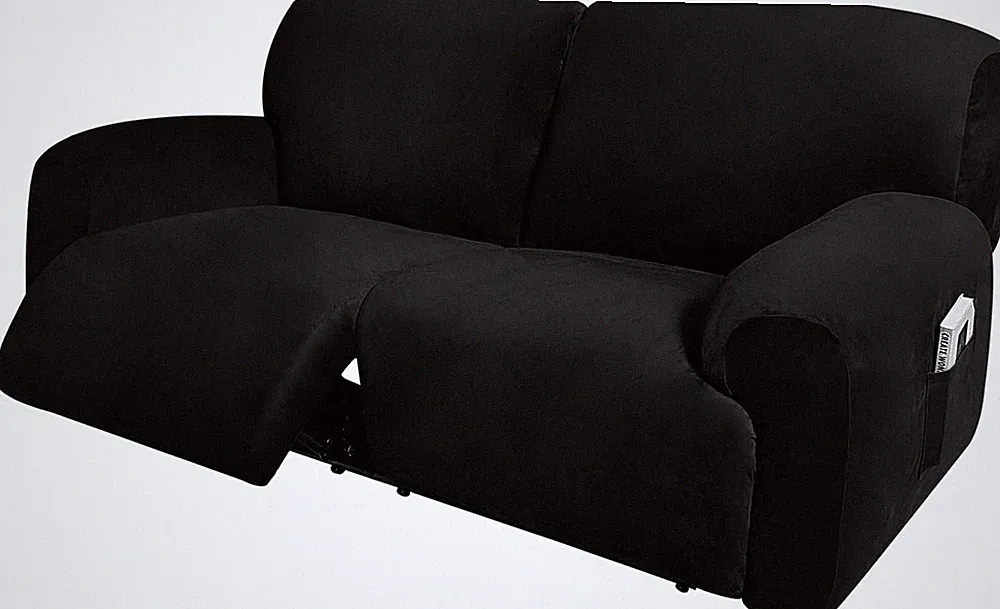 Extra Wide 70" - 92", Reclining Love Seat Slipcover, 6-Piece Velvet Stretch Love