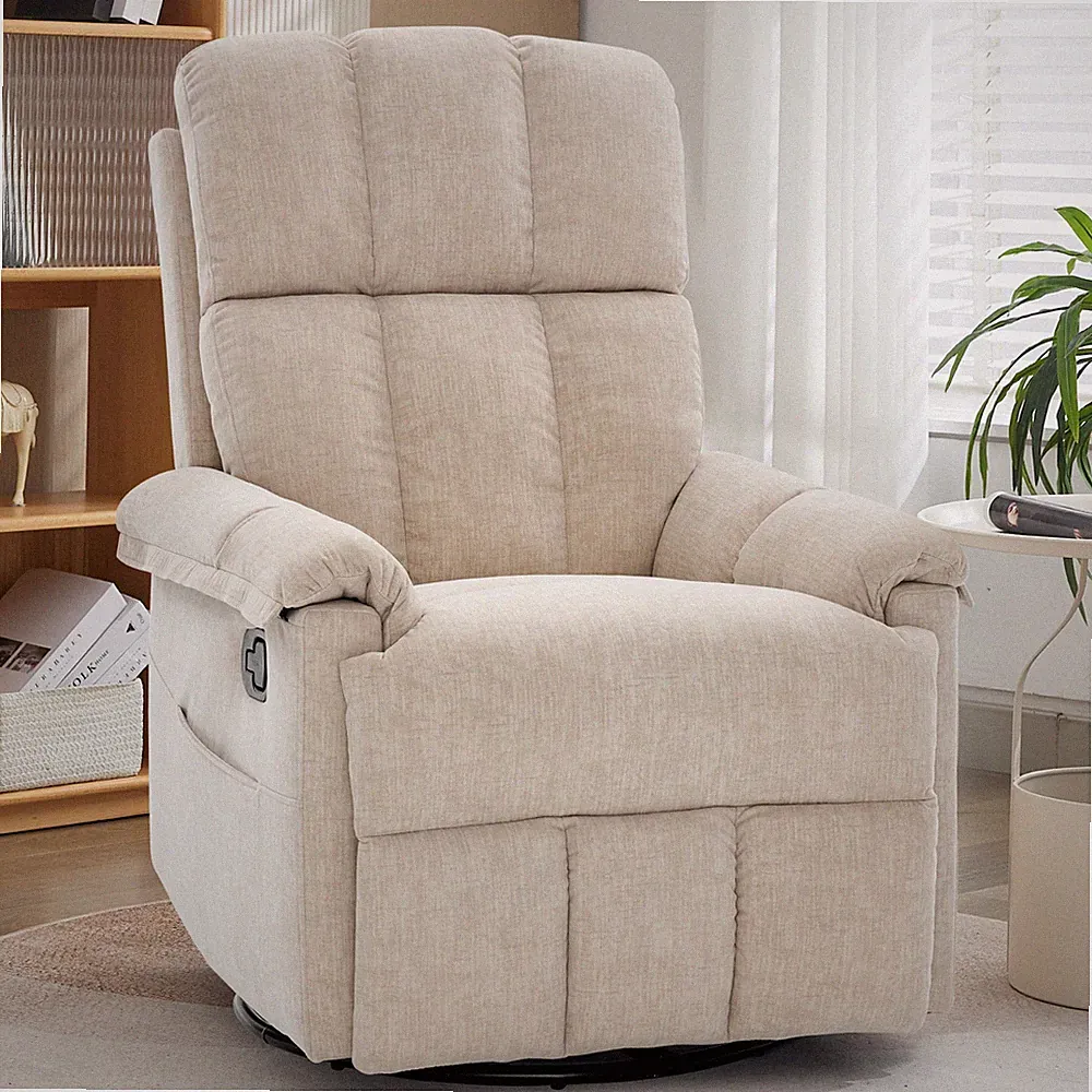 Korser 360°Swivel Recliner Chair with Side Pockets Small Rocker Recliner Nursery