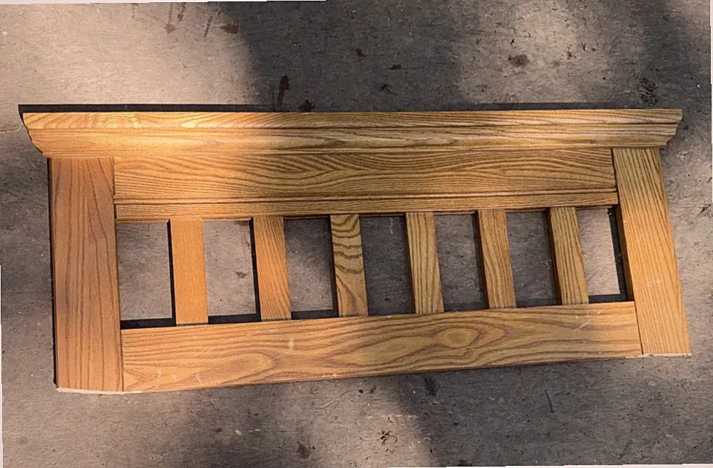 Mission Style Solid Oak Back Splash Door Pediment Coat Rack 33”