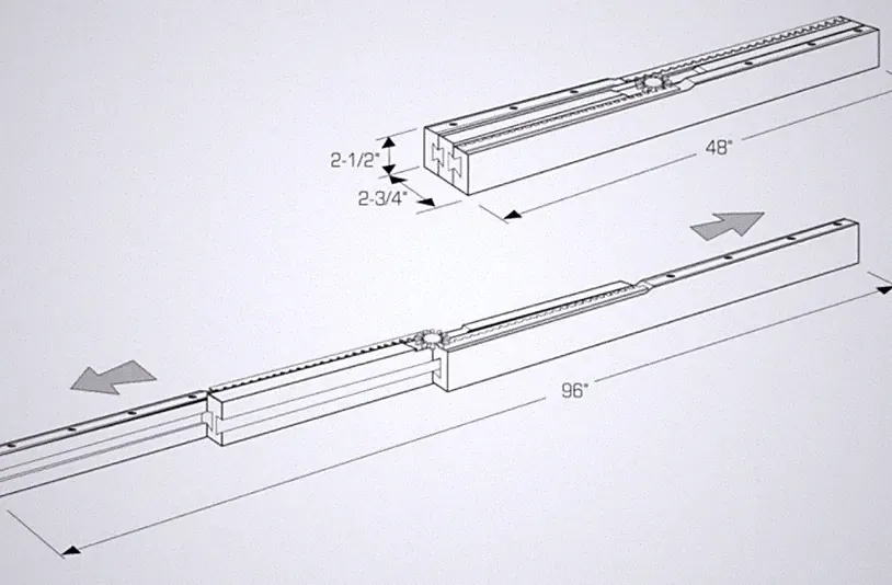 One Pair Equalizer Table Slides with Metal Gear Mechanism in Solid Wood (L & R)