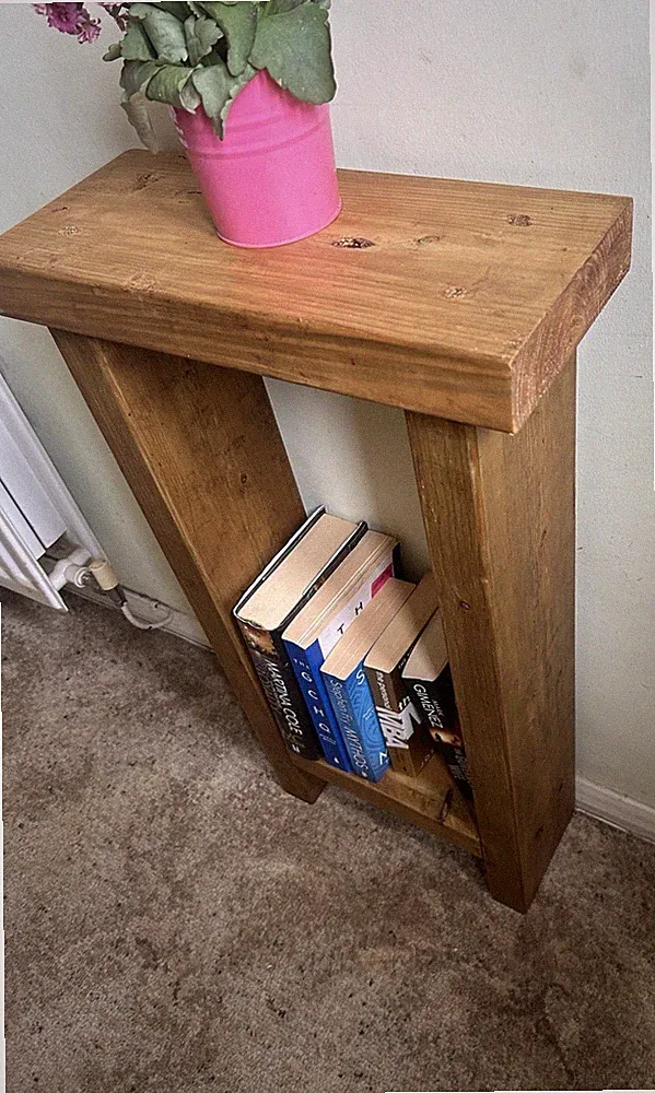 Solid Wood Rustic Side End Table Reclaimed Wood Side Table Narrow Tall Table