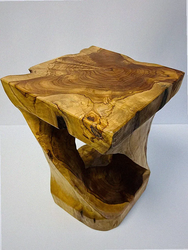 Square Twisted Teak Root Table Hand Carved Solid Wood Lamp Side Stool Furniture
