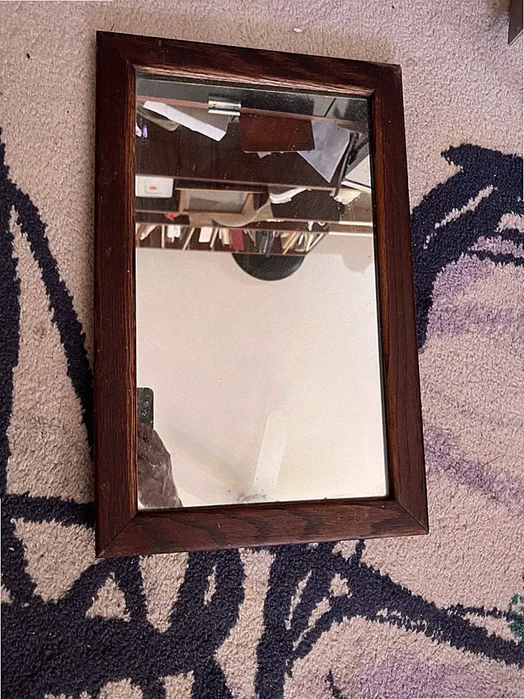 Vintage Mission Style Solid Quartersawn Oak Wall Mirror 20 X 13”